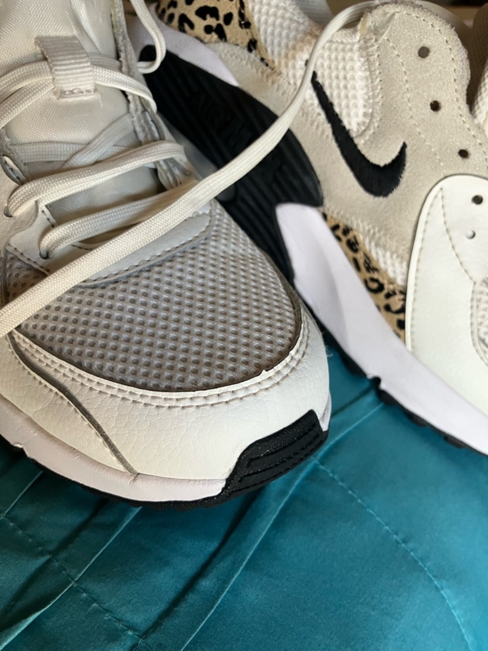 Nike White & Black Air Max Sneakers with Leopard Accent - Picture 3 of 16